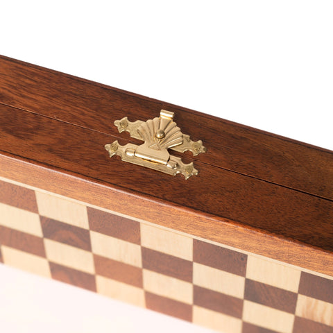 19X19CM FOLDING MAGNETIC WOODEN CHESS SET + CHECKER SET - Hobby.lt 🇬🇧