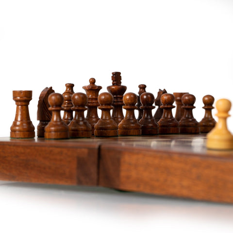 19X19CM FOLDING MAGNETIC WOODEN CHESS SET + CHECKER SET - Hobby.lt 🇬🇧