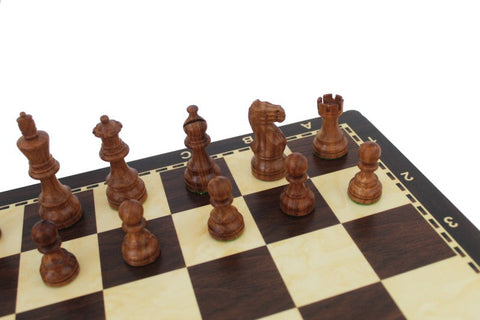 Classic Handmade Acacia Wood Chess Set, Numbered Board 50x50 cm, Made in Italy