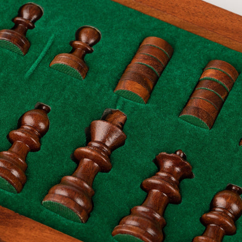 Magnetic Wooden Chess Set with Box & Checkers, 25cm Board, 5cm King Handmade in Italy
