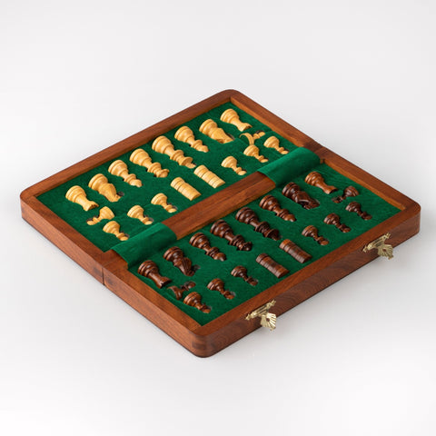 25X25CM LARGER MAGNETIC WOODEN FOLDING CHESS SET + CHECKER SET - Hobby.lt 🇬🇧