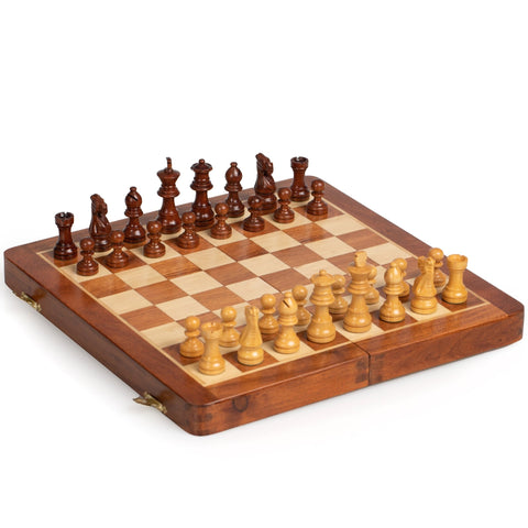 30X30CM MEDIUM SIZE CLASSIC MAGNETIC WOODEN FOLDING CHESS SET - Hobby.lt 🇬🇧