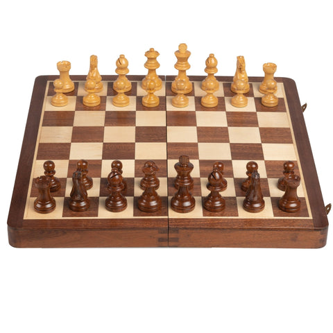 Magnetic Wooden Chess Set, Folding Board 40x40 cm, King 7.5 cm, Handmade Italy