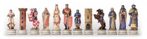 Crusaders vs Saracens Handmade Chess Set, Resin Pieces, Wood Board, Italy