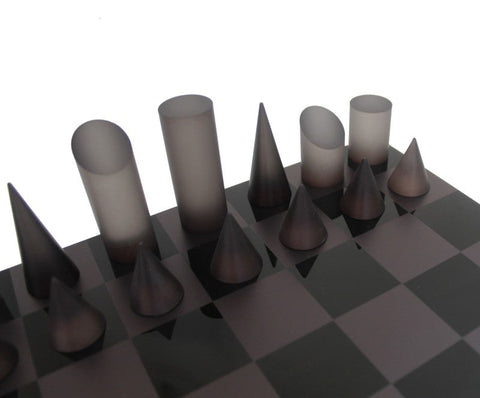 Acrylic Chess Set with Geometric Pieces, Luxury Box, 30x30cm, Italy