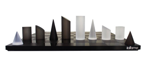 Acrylic Chess Set with Geometric Pieces, Luxury Box, 30x30cm, Italy