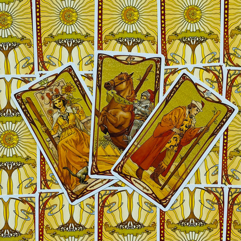 Golden Art Nouveau tarot cards Lo Scarabeo