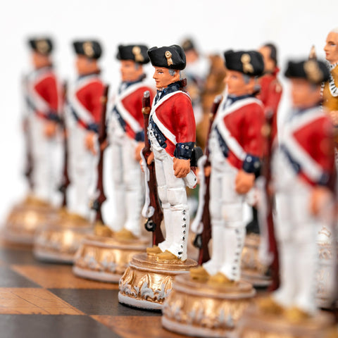 AMERICAN REVOLUTION: Handpainted Chess Set with Map Style Leatherette Chessboard - Hobby.lt 🇬🇧