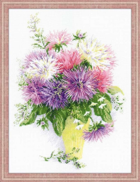 Asters - Cross Stitch Kit from RIOLIS Ref. no.:1389 - Hobby.lt 🇬🇧