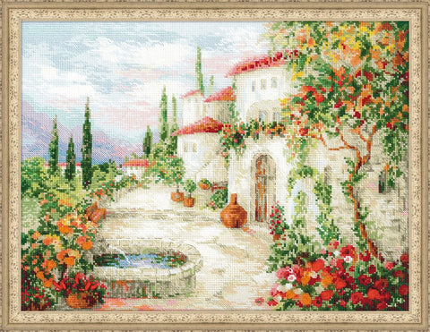 At the Fountain - Cross Stitch Kit from RIOLIS Ref. no.:1472 - Hobby.lt 🇬🇧