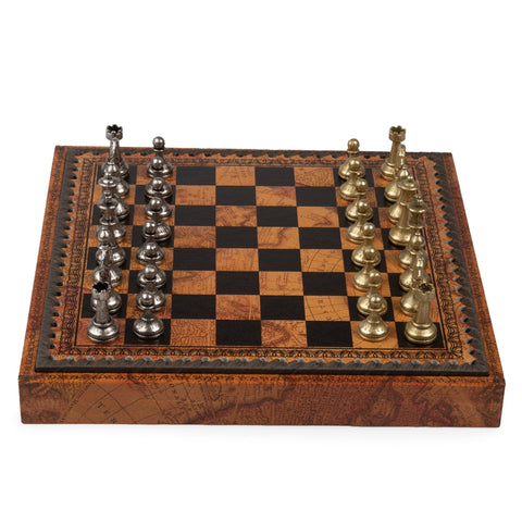 Beautiful Chess Pieces with Leatherlike MAP Chess Board N035 - Hobby.lt 🇬🇧
