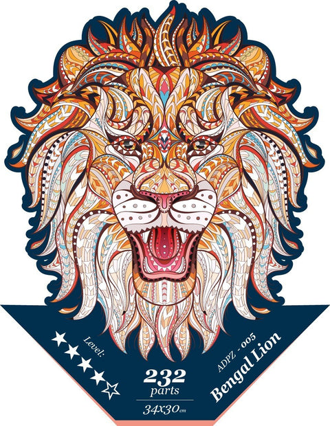 Bengal lion - unique WOODEN puzzle 232 pcs - Hobby.lt 🇬🇧