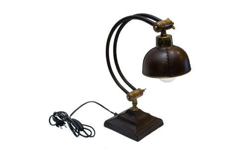 Brass and leather lamp - LAM - 0026 - Hobby.lt 🇬🇧