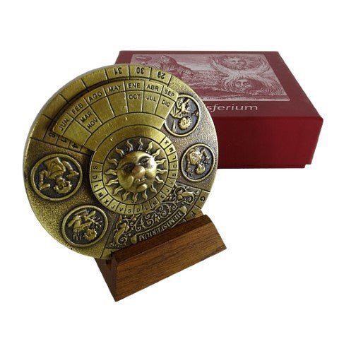 Brass Perpetual Calendar on wooden base H27 - Hobby.lt 🇬🇧
