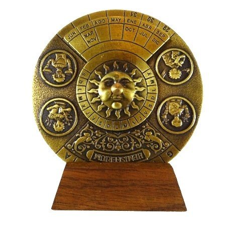 Brass Perpetual Calendar on wooden base H27 - Hobby.lt 🇬🇧