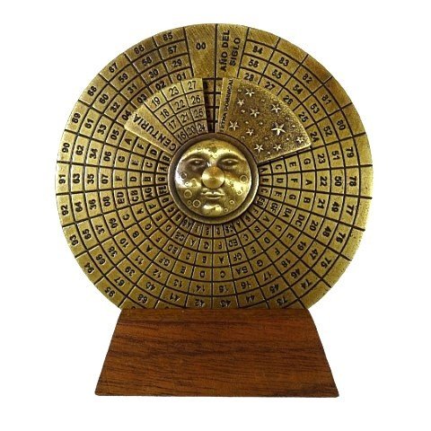 Brass Perpetual Calendar on wooden base H27 - Hobby.lt 🇬🇧