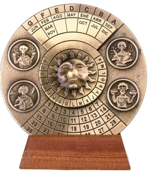 Brass Perpetual Calendar on wooden base H27 - Hobby.lt 🇬🇧