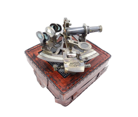 Brass sextant in leather box NC 1514B - Hobby.lt 🇬🇧