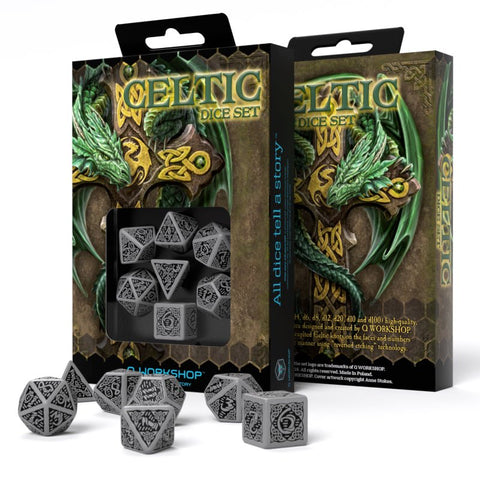 Celtic 3D Revised Dice Set gray and black - Hobby.lt 🇬🇧