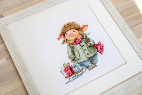 Christmas Pig SB1160 - Cross Stitch Kit - Hobby.lt 🇬🇧
