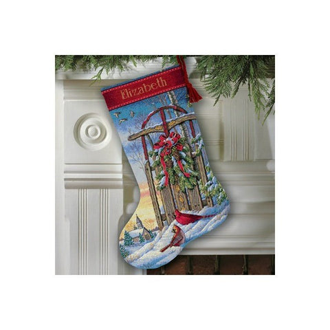 Christmas Sled Stocking (41 cm) - Cross Stitch Kit by DIMENSIONS - Hobby.lt 🇬🇧