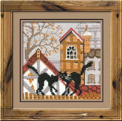 City & Cats Autumn - Cross Stitch Kit from RIOLIS Ref. no.:613 - Hobby.lt 🇬🇧