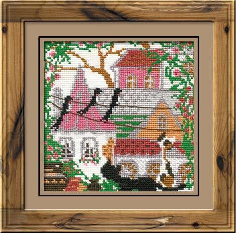 City & Cats Summer - Cross Stitch Kit from RIOLIS Ref. no.:612 - Hobby.lt 🇬🇧