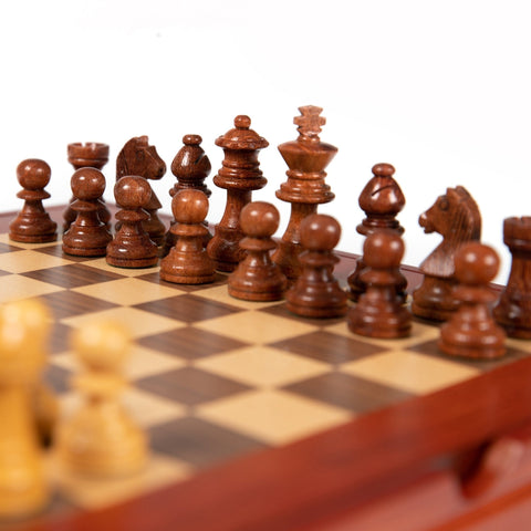 Classic Rosewood Wooden Chess Pieces with Maple Wood Chess Board N°101 - Hobby.lt 🇬🇧