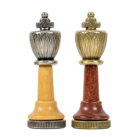 CLASSIC Wood/Metal Chess Set + Leatherette Chess Board + Chess Box + Chess - Hobby.lt 🇬🇧