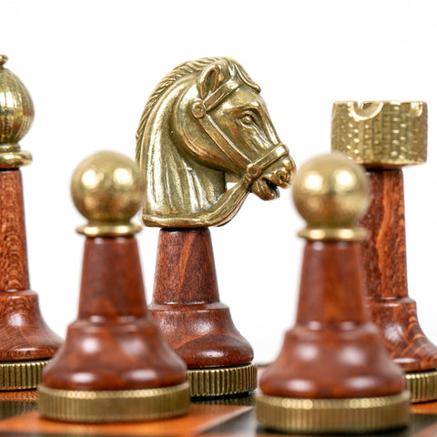 CLASSIC Wood/Metal Chess Set + Leatherette Chess Board + Chess Box + Chess - Hobby.lt 🇬🇧