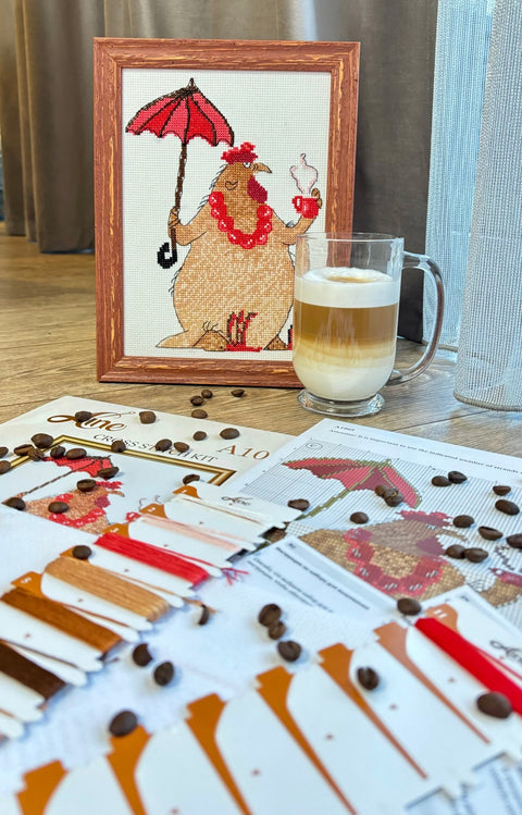 Coffee Break - Cross Stitch Kit by Aine - Hobby.lt 🇬🇧