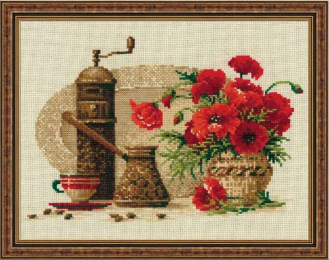 Coffee - Cross Stitch Kit from RIOLIS Ref. no.:1121 - Hobby.lt 🇬🇧