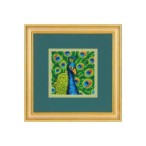 Colorful Peacock (13 x 13 cm) - Cross Stitch Kit by DIMENSIONS - Hobby.lt 🇬🇧