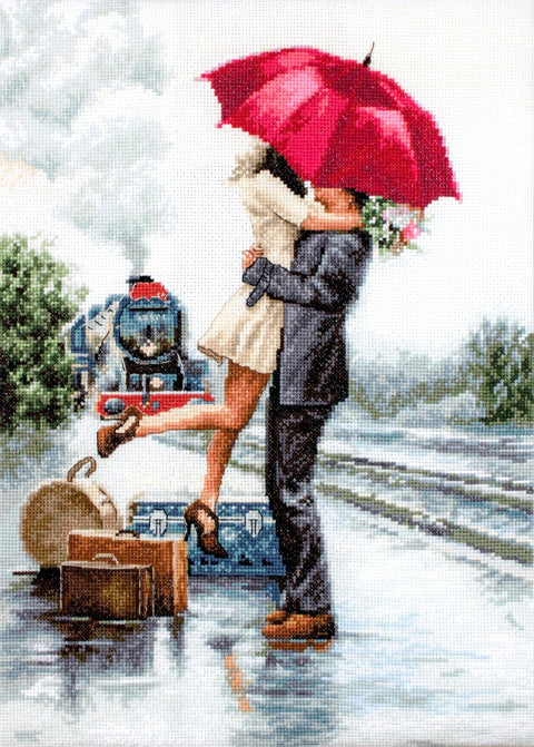 Couple on Train Station SB2369 - Cross Stitch Kit - Hobby.lt 🇬🇧