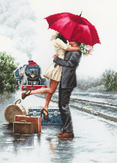 Couple on Train Station SB2369 - Cross Stitch Kit - Hobby.lt 🇬🇧