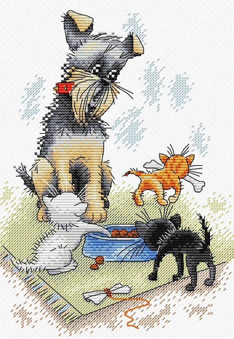 Cross Stitch Kit Dog & Puppies SM - 204 - Hobby.lt 🇬🇧