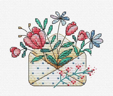 Cross Stitch Kit Flower Letter SM - 375 - Hobby.lt 🇬🇧