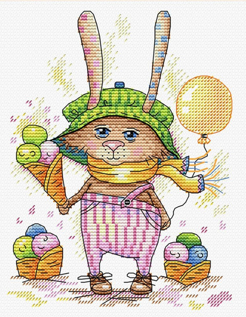 Cross Stitch Kit Rabbit with Icecream SM - 177 - Hobby.lt 🇬🇧
