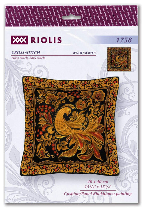 Cushion/Panel Khokhloma Painting cross stitch kit by RIOLIS Ref. no.: 1758 - Hobby.lt 🇬🇧