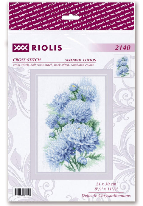 Delicate Chrysanthemums. Cross Stitch kit by RIOLIS Ref. no.: 2140 - Hobby.lt 🇬🇧