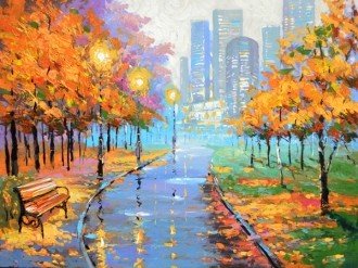 Diamond painting Autumn City AZ - 1162 Size: 60х40 - Hobby.lt 🇬🇧