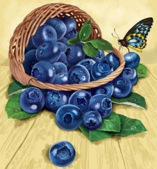 Diamond painting Blueberries in the Basket AZ - 1120 Size: 25х27 - Hobby.lt 🇬🇧