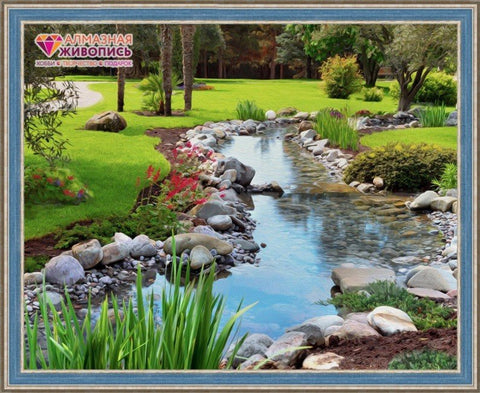 Diamond painting Creek in the Garden AZ - 1491 Size: 50х40 - Hobby.lt 🇬🇧