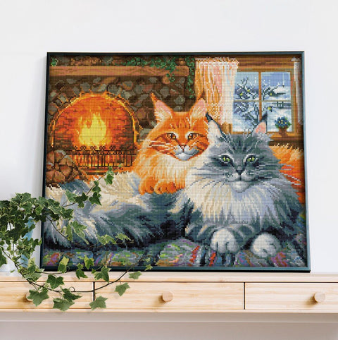 Diamond Painting Kit 2 Cats AZ - 1649 40_50cm - Hobby.lt 🇬🇧