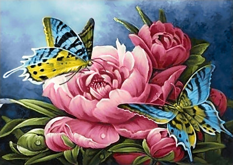 Diamond painting kit Butterflies and Peonies WD2493 - Hobby.lt 🇬🇧