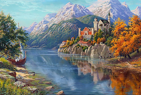 Diamond painting kit Castle in the Mountains WD2461 - Hobby.lt 🇬🇧