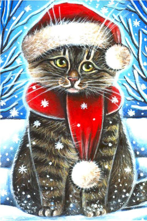 Diamond painting kit Christmas Cat WD2436 - Hobby.lt 🇬🇧