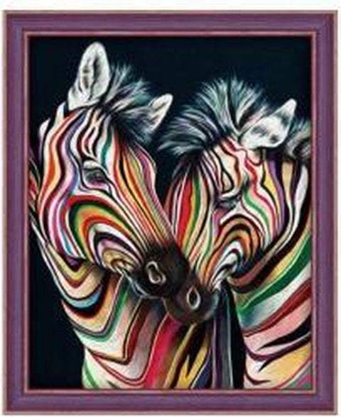 Diamond Painting Kit Colourful Zebras AZ - 1556 40_50cm - Hobby.lt 🇬🇧