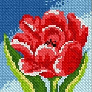 Diamond painting Red Tulip AZ - 1074 Size: 15х15 - Hobby.lt 🇬🇧