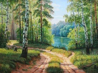 Diamond painting Road through the Forest AZ - 1332 Size: 40*30 - Hobby.lt 🇬🇧